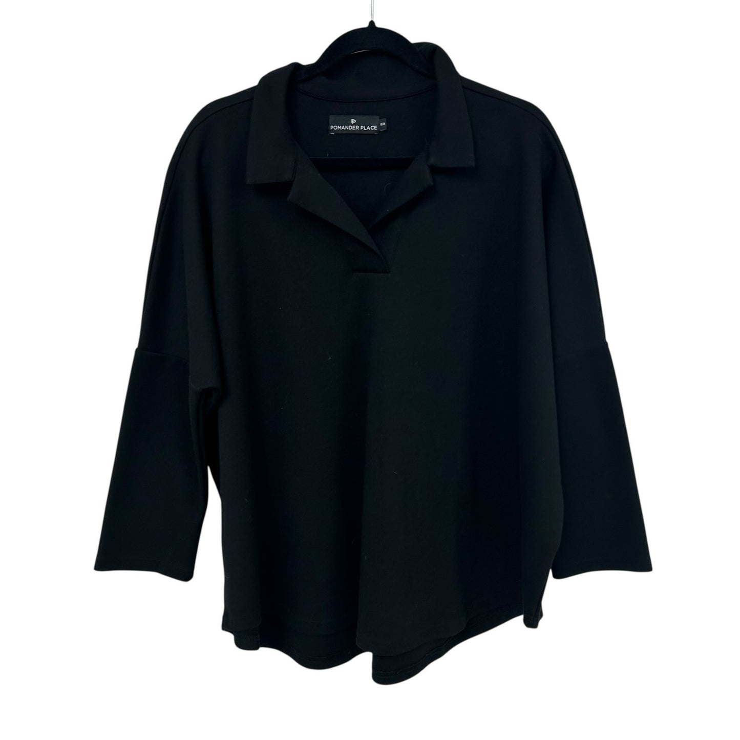 Pomander Place Black Easy Polo Swing 3/4 Sleeve Sweatshirt Womens Size XL / XXL