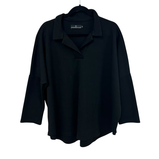 Pomander Place Black Easy Polo Swing 3/4 Sleeve Sweatshirt Womens Size XL / XXL