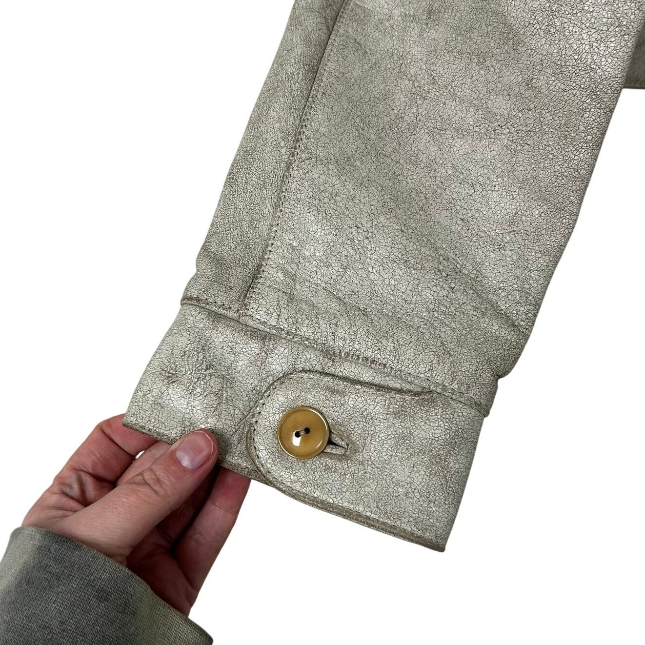 Ralph Lauren Collection Purple Label Cream Distressed Leather Jacket Womens 10