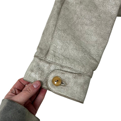 Ralph Lauren Collection Purple Label Cream Distressed Leather Jacket Womens 10