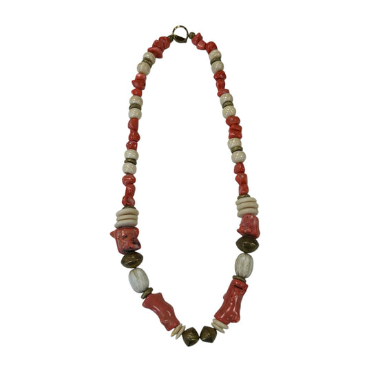Lee Milward Designs Coral Cream Bronze Beaded Statement Necklace