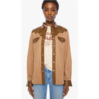 NWT Mother Biscute Tan Brown Sueded Honey Button Up Shirt Womens XS Western