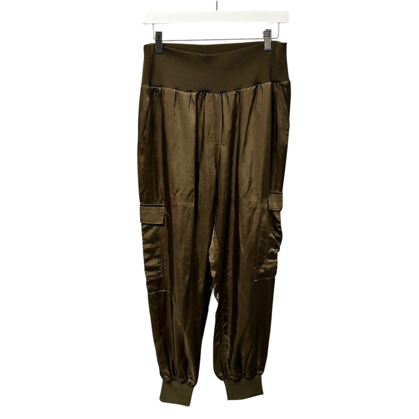 Cinq a Sept Olive Green Giles Pull On Mid Rise Crop Jogger Pants Womens Medium