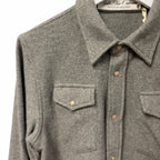 NWT God's True Cashmere Grey Cashmere Shirt Rose Quartz Snap Button Up Size XS