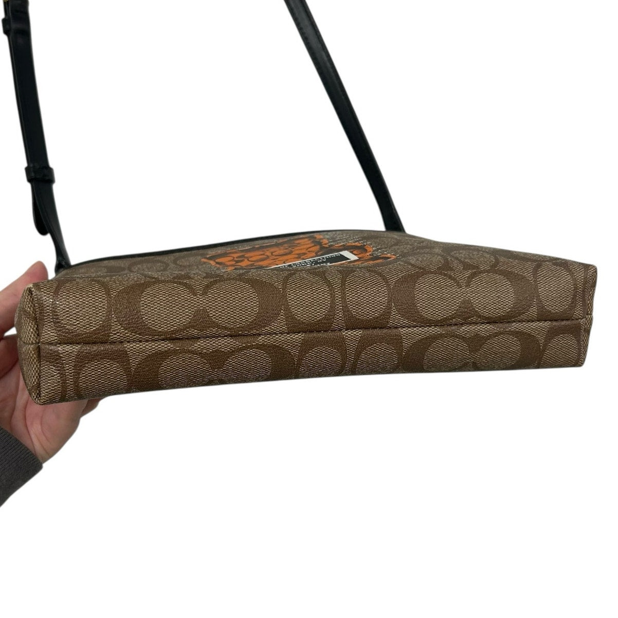 Coach File Crossbody in Signature Canvas Black Leather with Vandal Gummy Bear