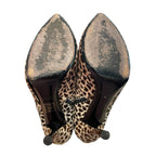 Gucci Paloma Leopard Print Pony Hair Heeled Bootie GG Logo Size 37.5 / US 7.5