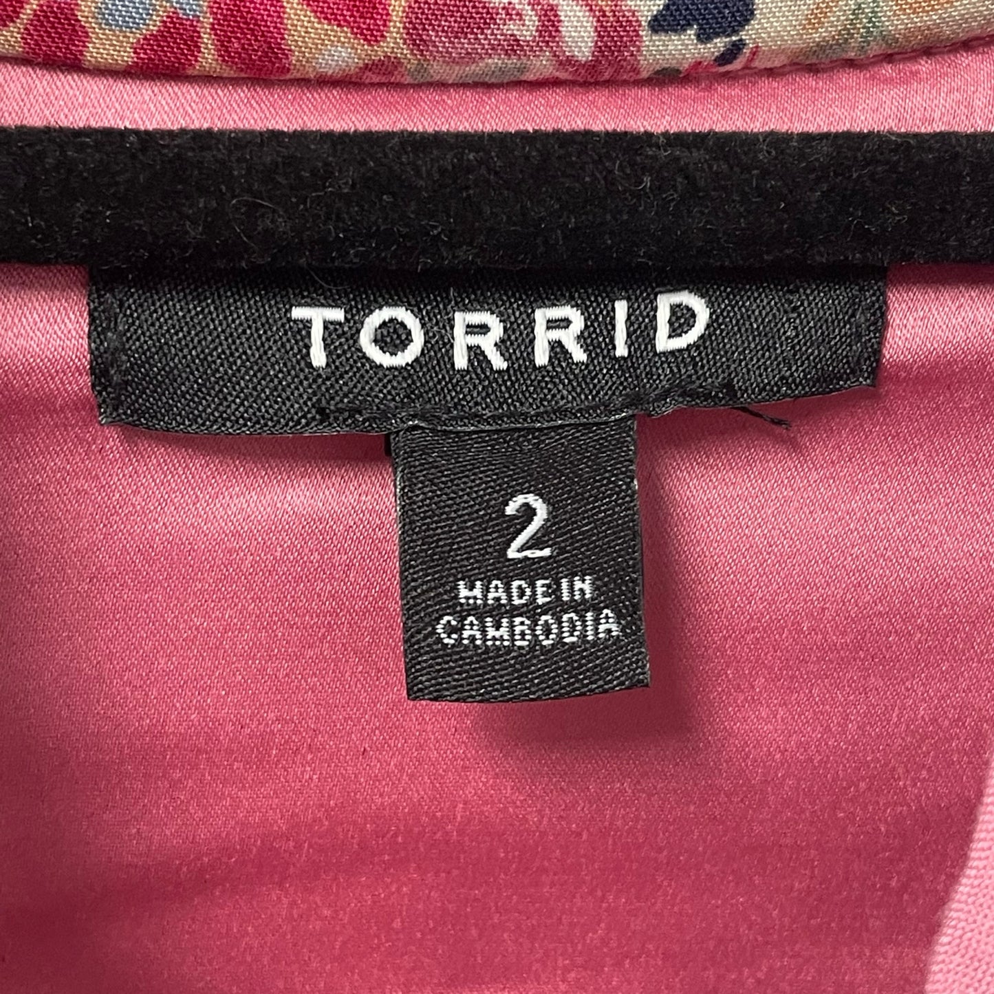 Torrid Open Front Challis Quilted Jacket Pink Floral Paisley Print Womens 2X