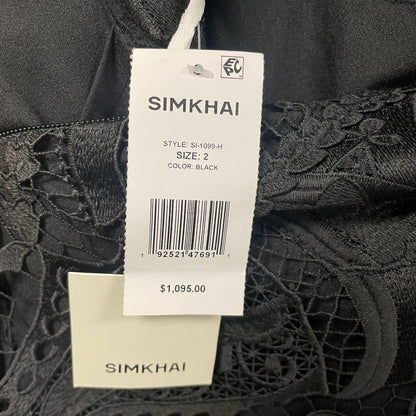 NWT Simkhai Signature Laura Lace Midi Dress Black Womens 2