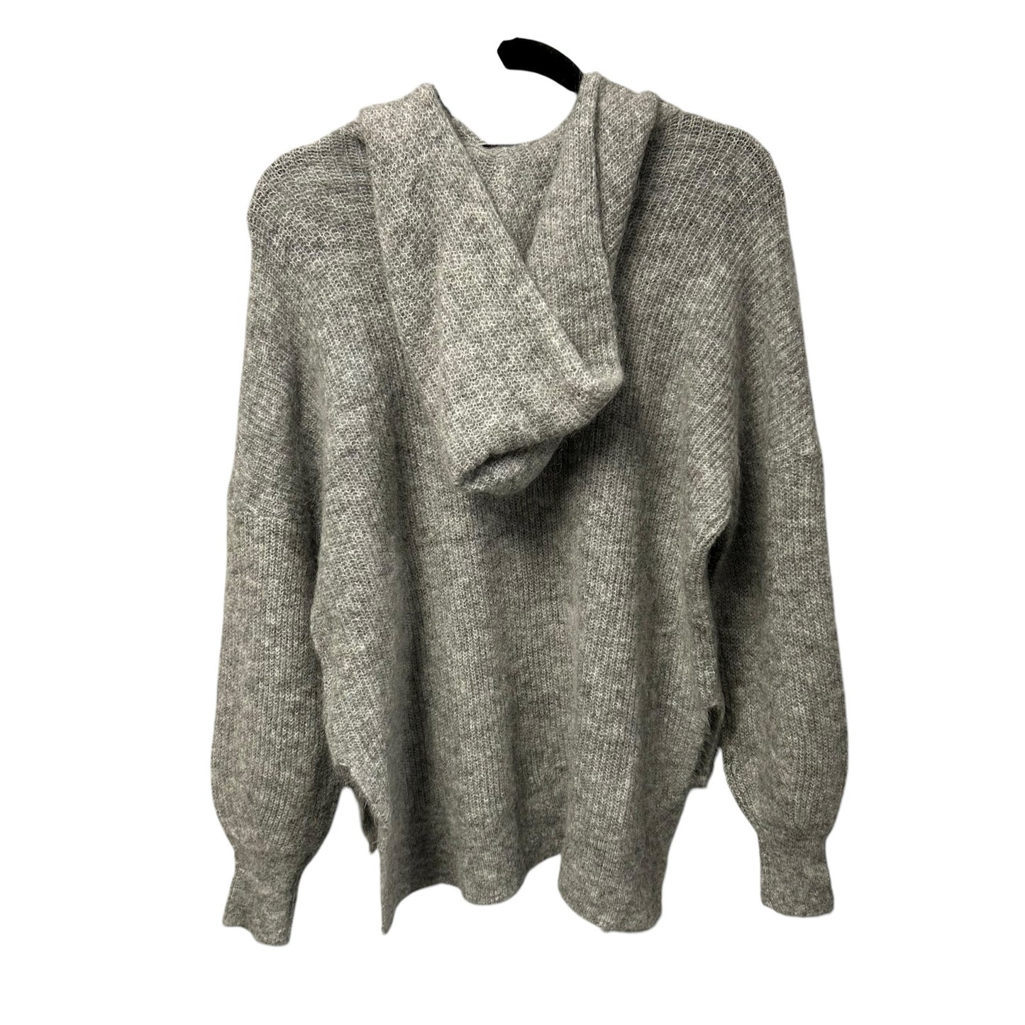 NWT Ganni Gray Mohair Wool Blend Callahan Knit Pullover Hoodie Womens Small