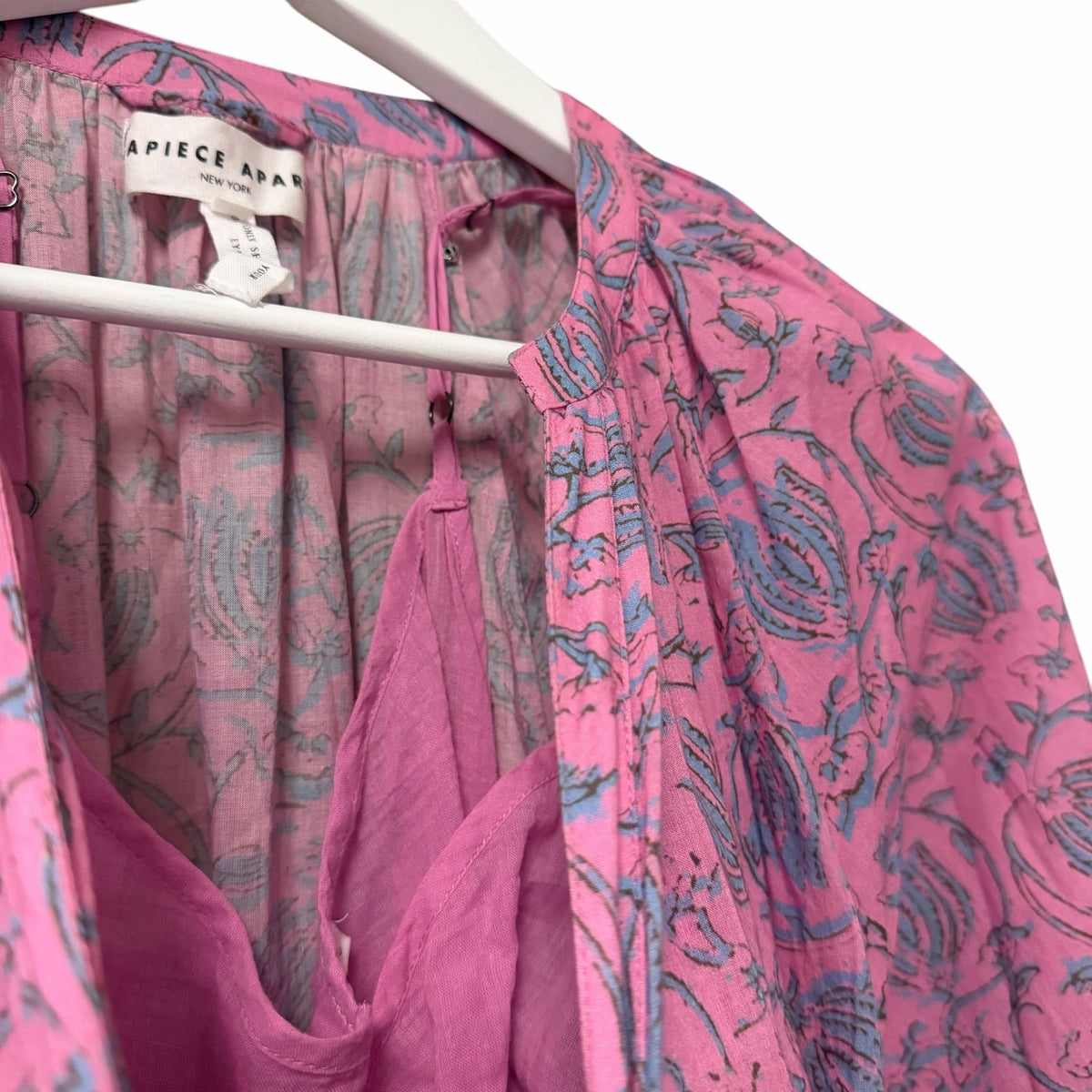 Apiece Apart Mini Mitte Dress Sunfaded Floral Pink Blue Organic Cotton Small