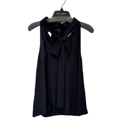 NWT Nili Lotan Dark Navy Sleeveless Zelie Silk Tie Halter Neck Top Womens 0