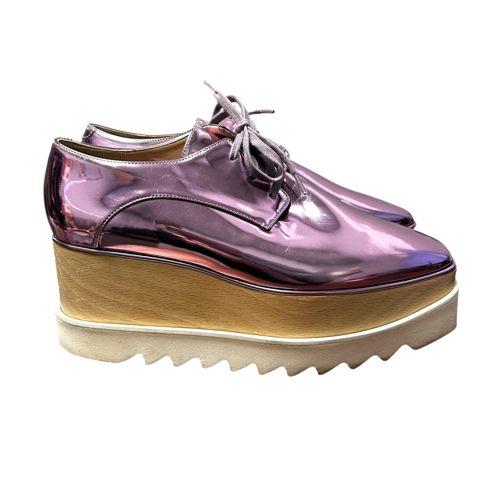 Stella McCartney Metallic Purple Elyse Mirror Platform Shoes 39.5 / US 9.5