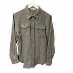 NWT God's True Cashmere Grey Cashmere Shirt Rose Quartz Snap Button Up Size XS