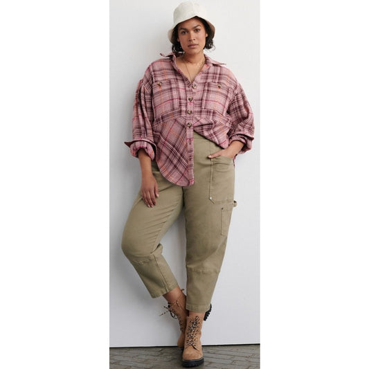 Anthropologie Maeve Turner Utility Cargo Pants Moss Green Womens 32
