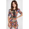 Saloni Jamie Short Dress Multi Dianthus Floral Black Bows Size 4 Romantic Fem