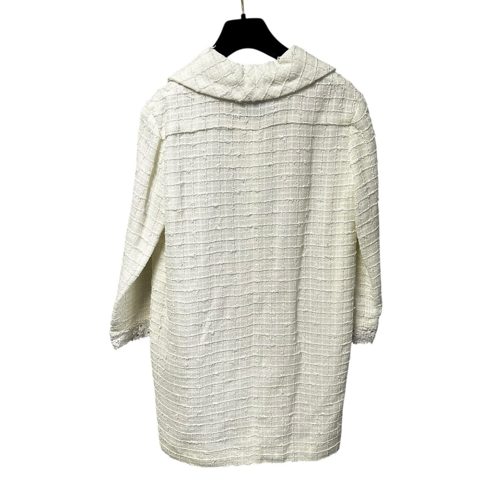 NWT Chanel White Cruise Collection Tweed & Lace Mini Dress Womens 36 / US 4