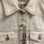 NWT Ganni Bright White Denim Jacket Dress Size 34 / US 2 Casual Western Utility