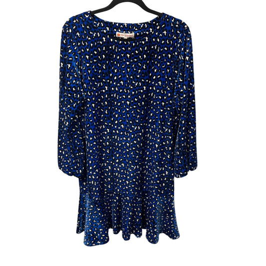 NWT Jude Connally Sadie Mini Dress Royal Blue Navy Velour Leopard Print Large