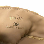 Prada Raffia Criss Cross Slide Sandal Neutral Logo Emblem Size 39 / US 9 Luxury