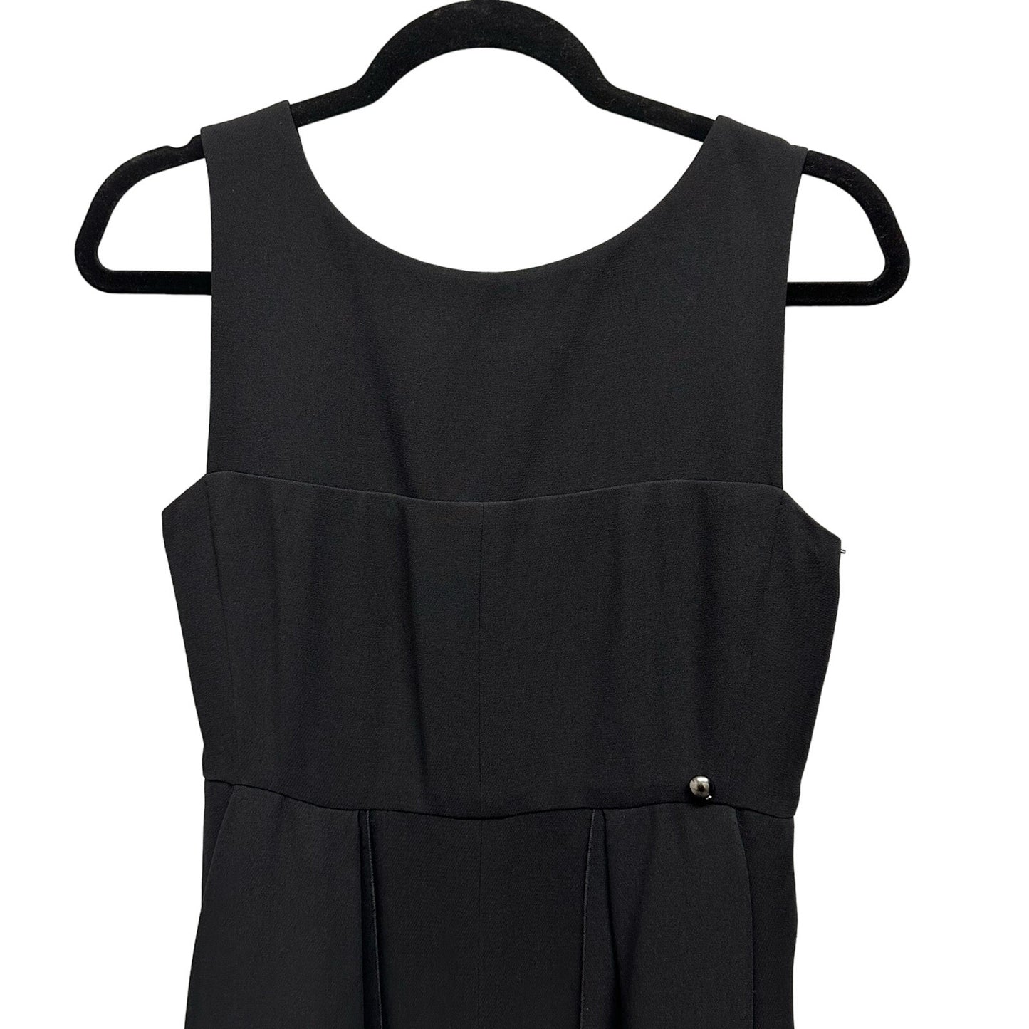 NWT Authentic Chanel Black Double Crepe Sleeveless Midi Dress FR 36 / US 4