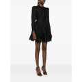 NWT Zimmermann Black Hypnotic Lace Trim Belted Linen Blend Mini Dress US 4