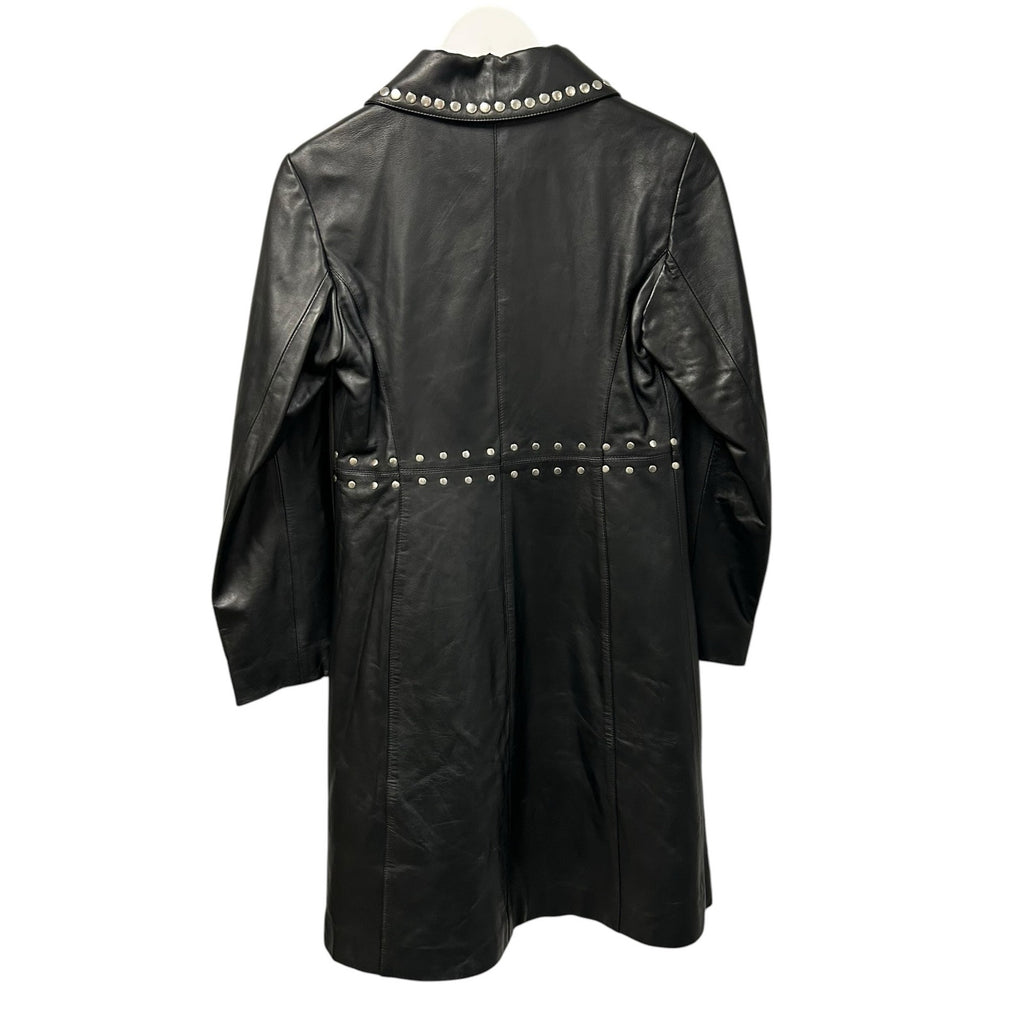 Alexa Chung Black Silver Studded Front Zip Nappa Leather Jacket UK 8 / US 2-4
