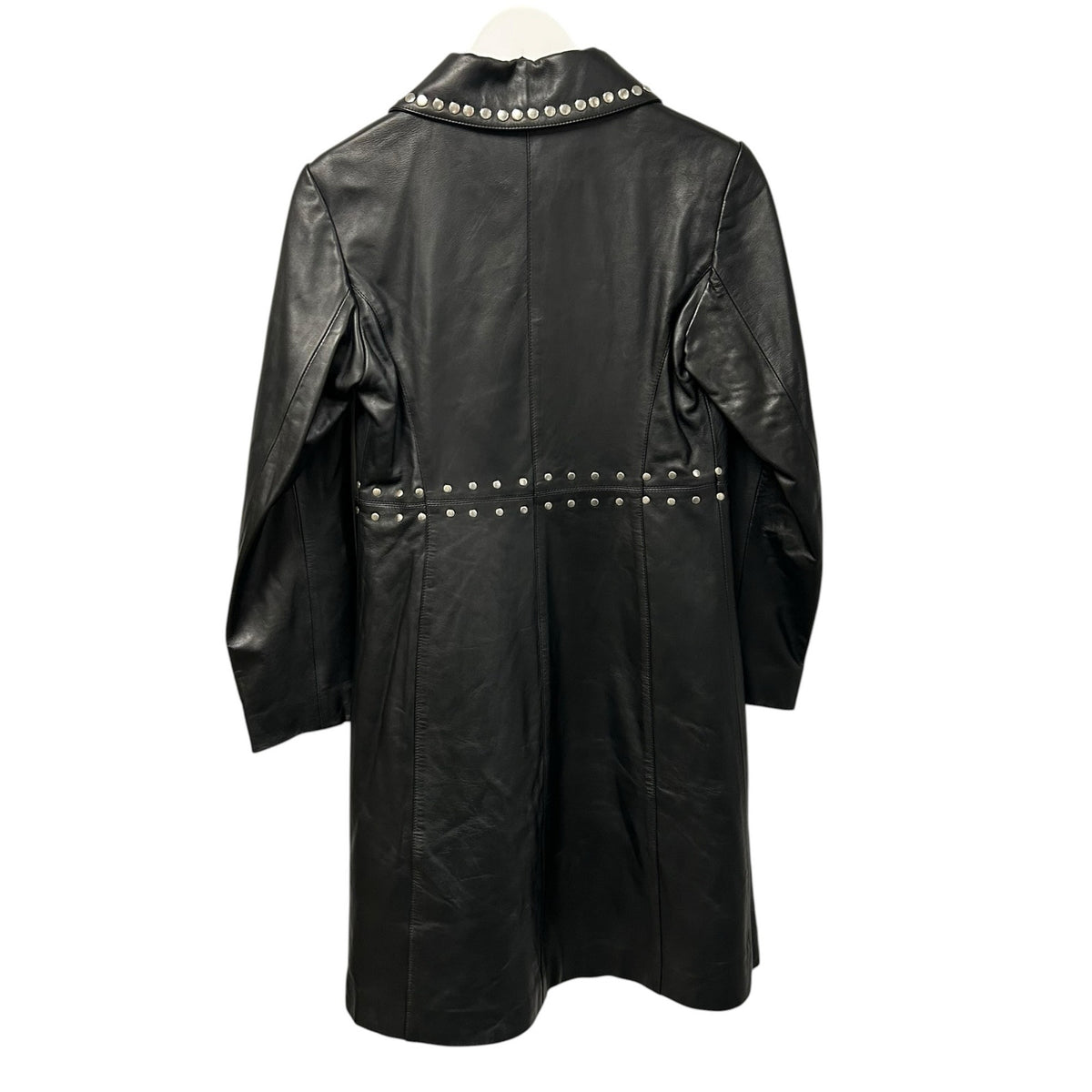 Alexa Chung Black Silver Studded Front Zip Nappa Leather Jacket UK 8 / US 2-4