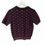 Chanel 2014 Lips Sweater Metallic Mohair Wool Purple Magenta Size 40 / US 8 RARE