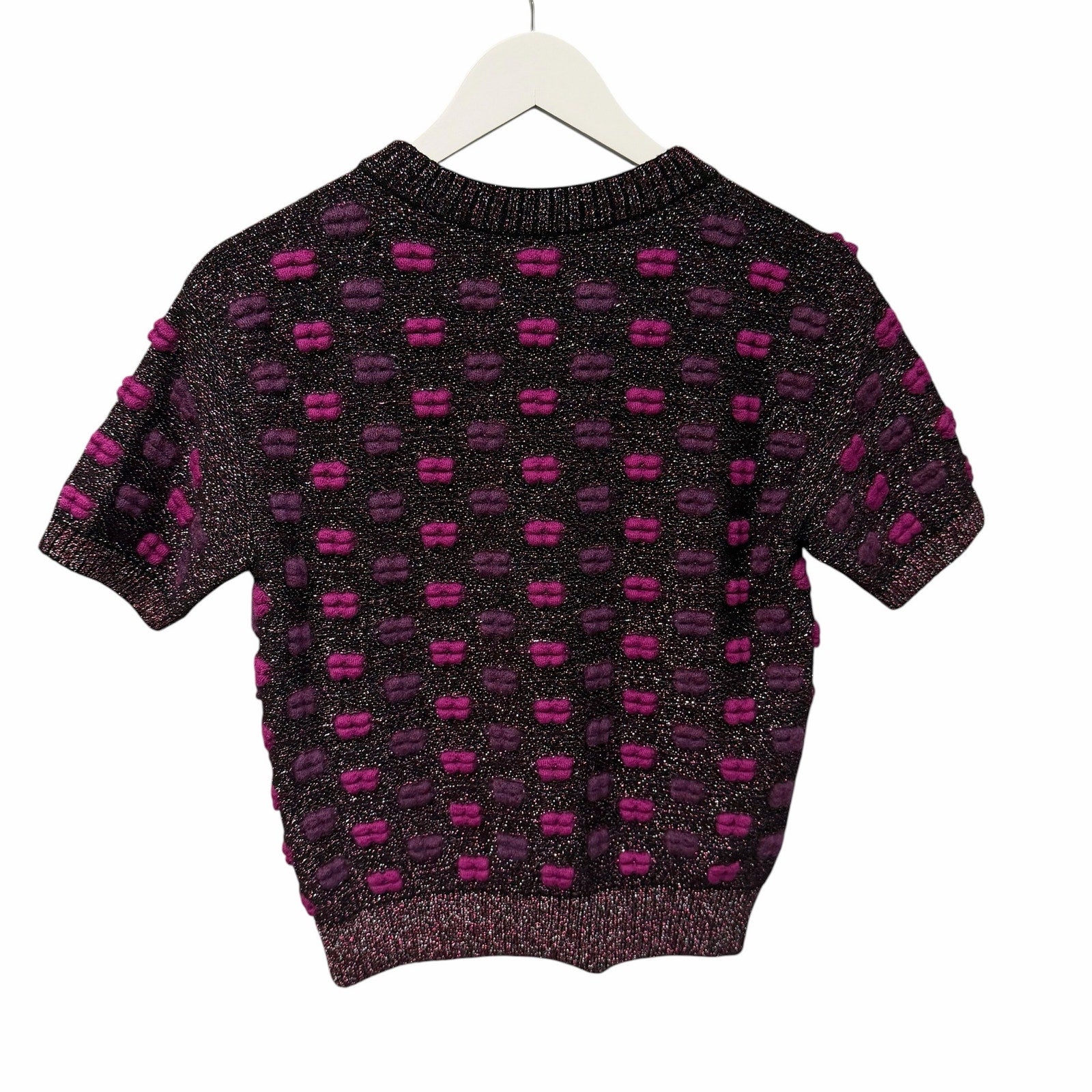 Chanel 2014 Lips Sweater Metallic Mohair Wool Purple Magenta Size 40 / US 8 RARE