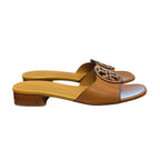 Tory Burch Bombe Miller Slide Sandal Caramel Corn / Hornet Tan Leather Size 7.5