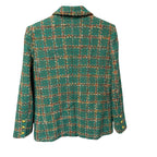 NWT L'Agence Gweny Relaxed Blazer Jacket Green Windowpane Tweed Womens 2