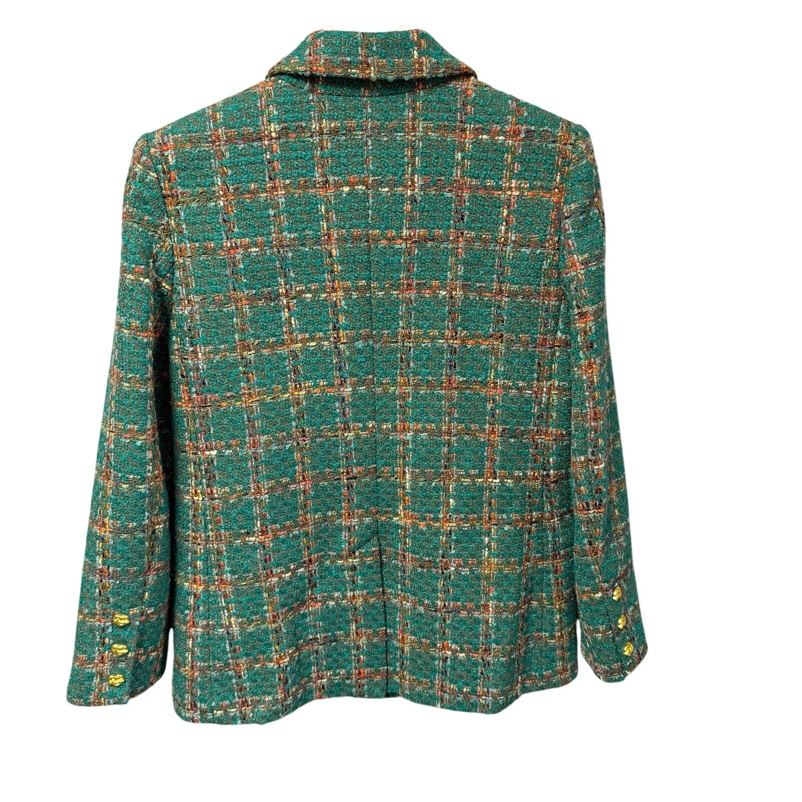 NWT L'Agence Gweny Relaxed Blazer Jacket Green Windowpane Tweed Womens 2
