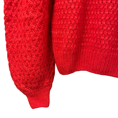 ESCVDO Pullover Puff Sleeve Milagros Sweater in Red Alpaca Blend Womens Small