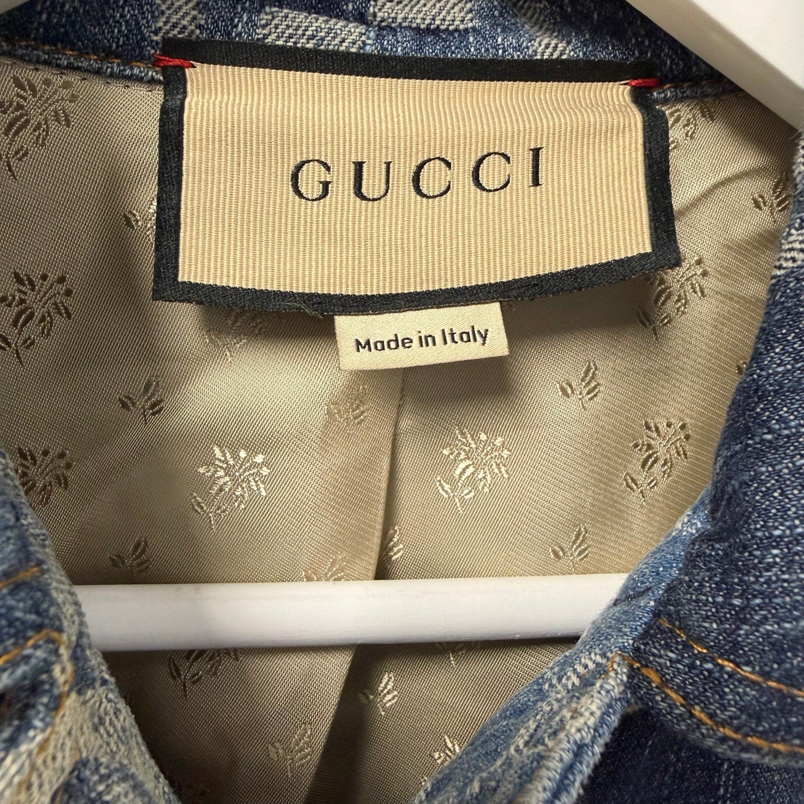 NWT Gucci Eco Washed Patchwork GG Denim Jacket Blue Womens IT 38 / US 2