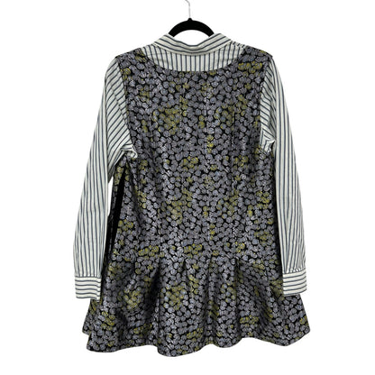 by Anthropologie Long-Sleeve Collared Twofer Flounce Mini Dress Womens Medium