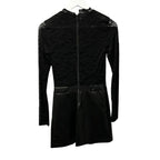 NWT Alice + Olivia Black Chara Lace Vegan Leather Pleated Mini Dress Womens 2