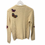 Valentino Butterfly Embroidered Sweater Cream Multicolor Cable Knit Size Medium