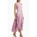 NWT Oscar de la Renta Lily Pink Cherry Guipure Lace Belted Midi Dress Womens 2