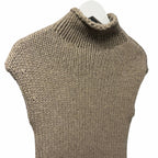 NWT Khaite Sly Top in Sepia Pure Cashmere Knit Stand Collar Cap Sleeves Size XS