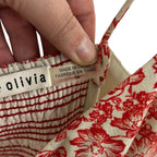 Alice + Olivia Red Cream Printed Melvina Bow Detail Mini Dress Womens 14