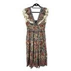 Sea New York Tess Vintage Floral Print Ruffled Cotton Midi Dress Womens 14