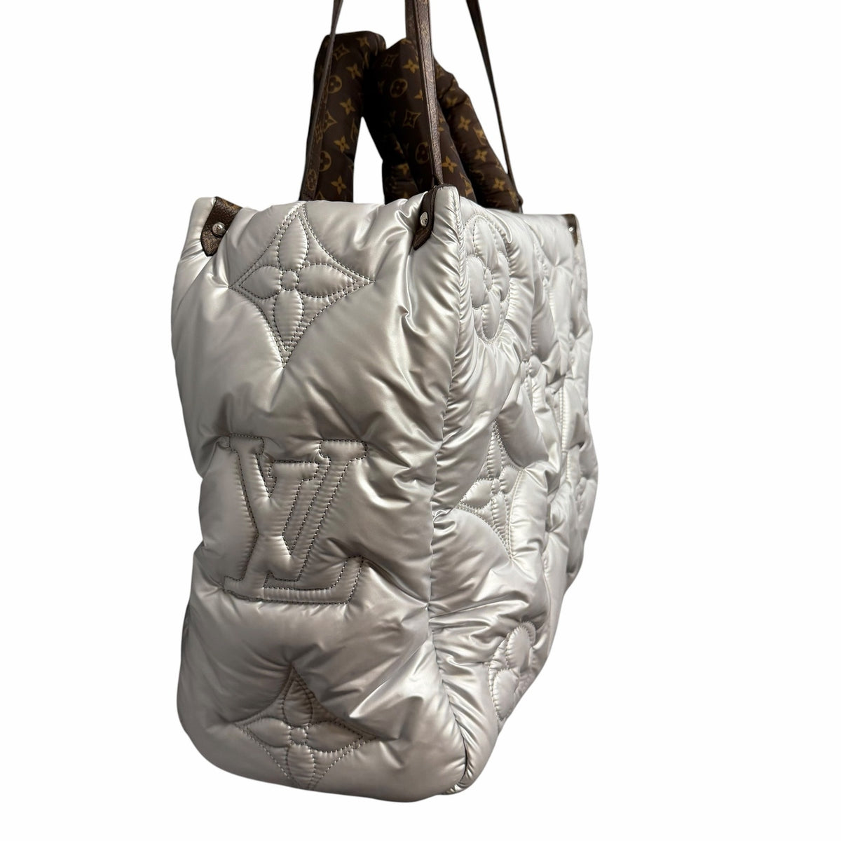 Louis Vuitton Limited Edition Econyl Monogram Pillow Giant Onthego GM Silver Bag