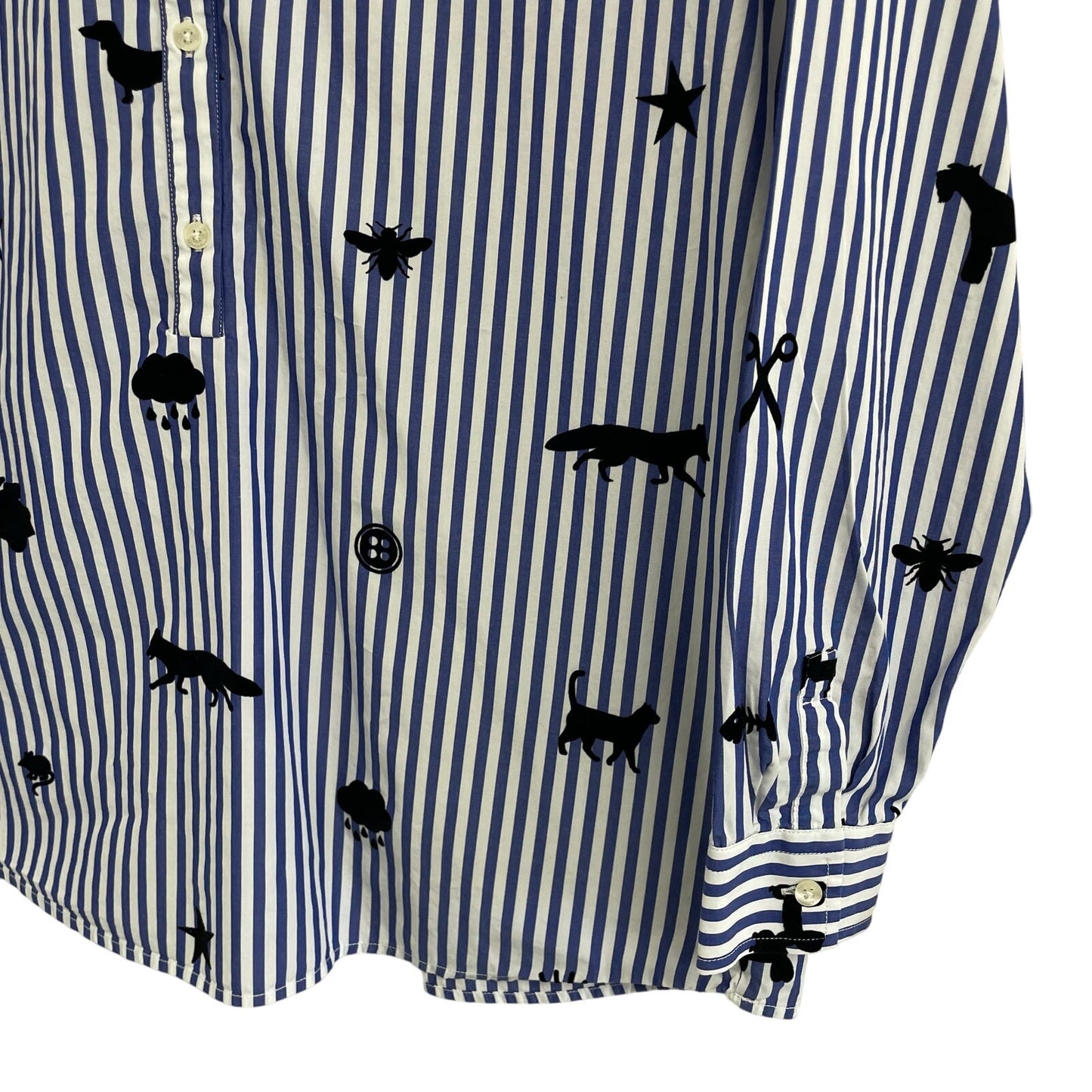 Vilagallo Nina Stripe Floc Shirt Pure Cotton Button Front Womens 42 / US Large