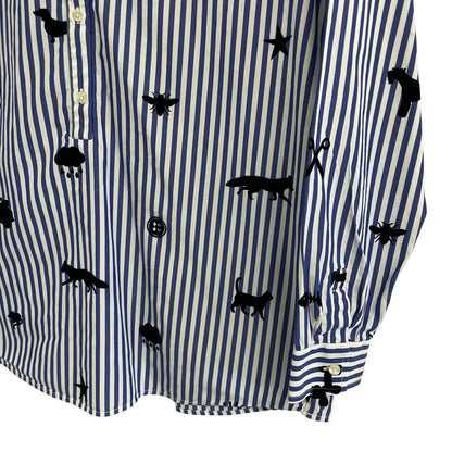 Vilagallo Nina Stripe Floc Shirt Pure Cotton Button Front Womens 42 / US Large