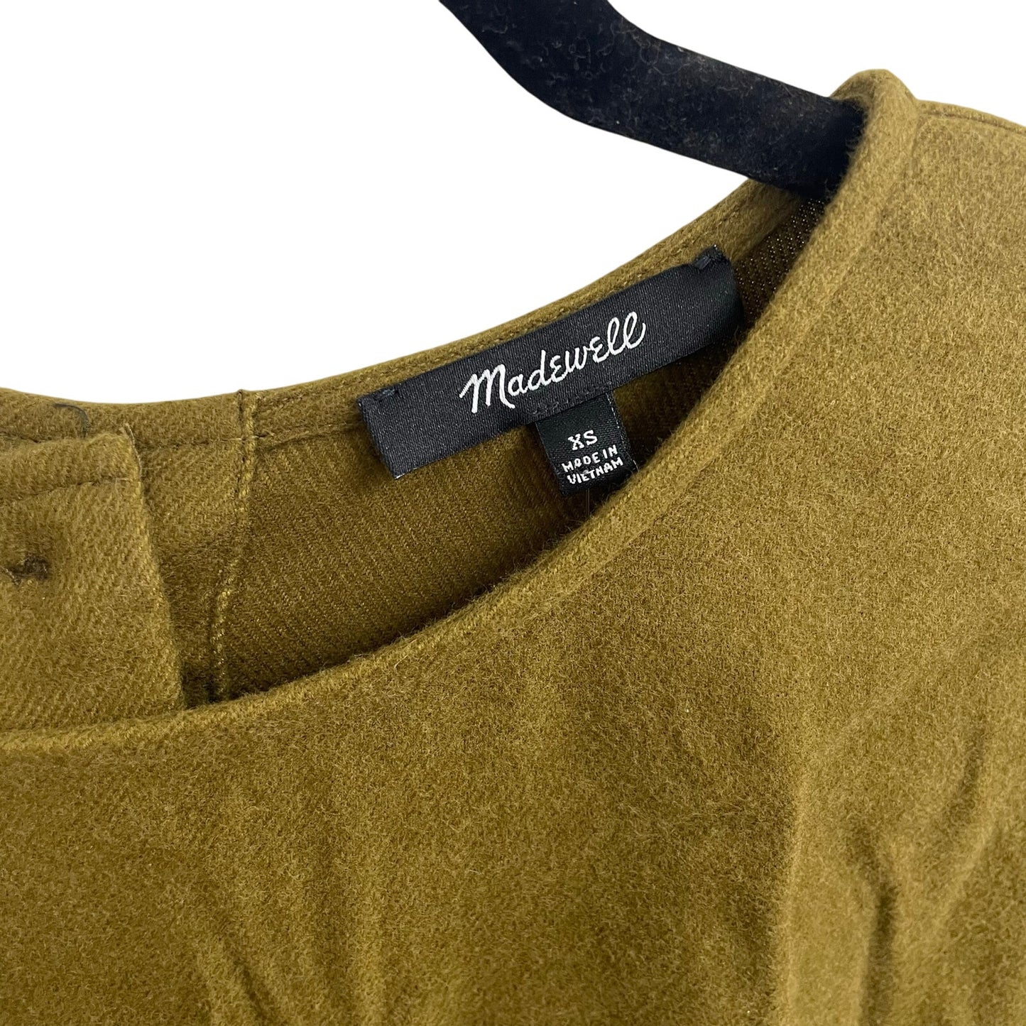 NWT Madewell Flannel Button Back Peplum Top in Weathered Olive Womens XS