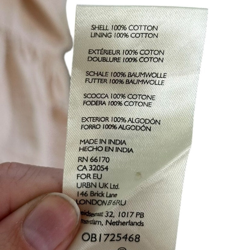 by Anthropologie Cream 100% Cotton Square Neck Tiered Midi Dress Womens Small