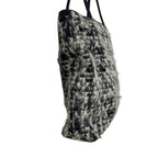 Vintage Christian Dior 1999 Black White Boucle Tweed Top Handle Tote Handbag