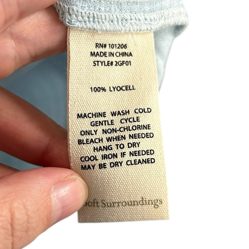 NWT Soft Surroundings Light Chambray 3/4 Sleeve Marisol Tencel Top Womens XL