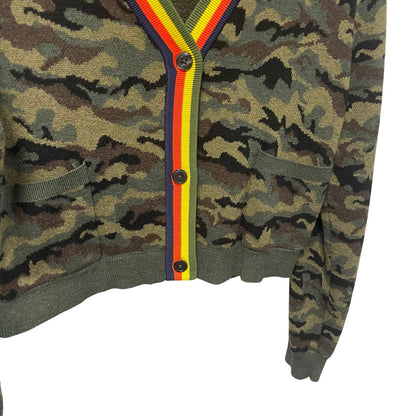 Kule The Jane Camo Cardigan Multicolor Striped Trim Button Front Womens Medium