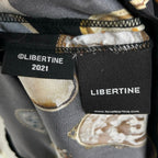 Libertine Cameos Printed Fit & Flare Ruffle Silk Dress Womens Large $2600